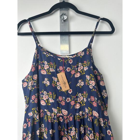 NEW Natural Life Zoe Wide-Leg Jumpsuit Size M Slate Floral Blooms Multicolor C29 - Picture 3 of 9